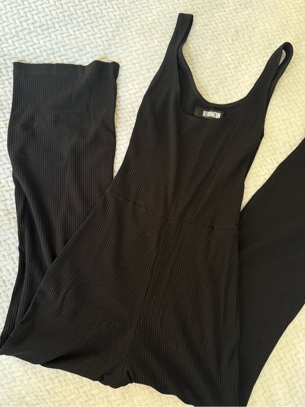 Reformation ribbed wide leg jumpsuit